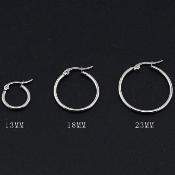 Solid Silver Small Hoop Earrings-Girls Earrings-SH045 23mm - Picture 4 of 10